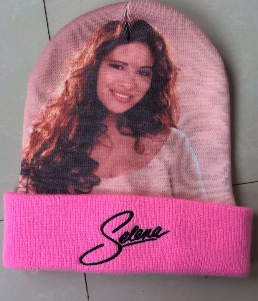 Knitted beanie hat with sublimated design
