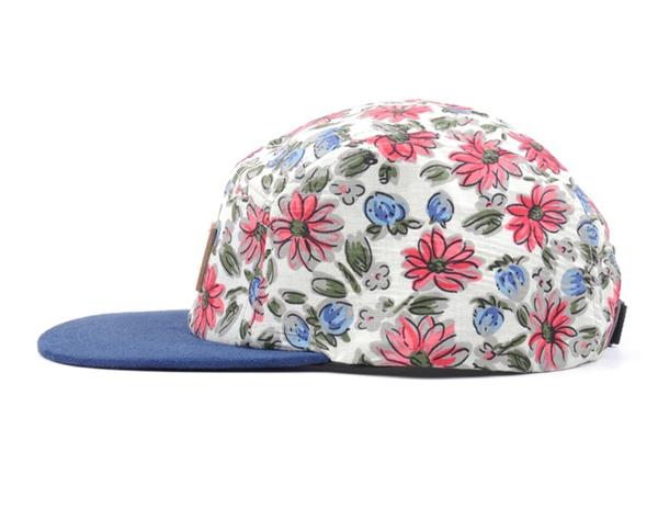 Custom floral 5 panel hat with embossed patch logo