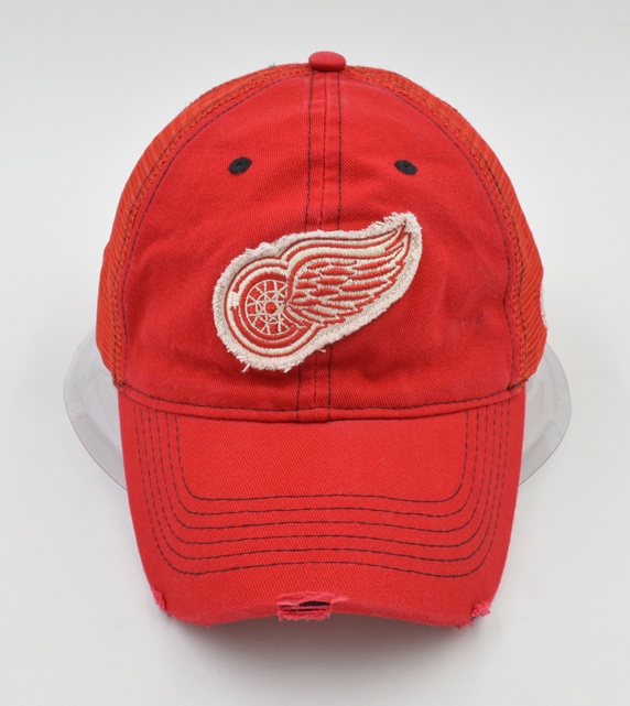 Red washed cotton trucker cap