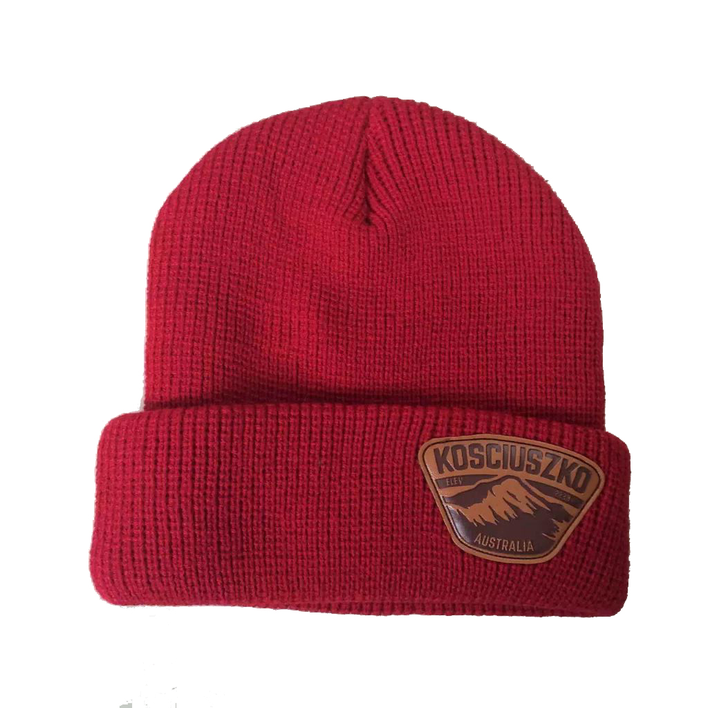 Custom beanie with leather patch