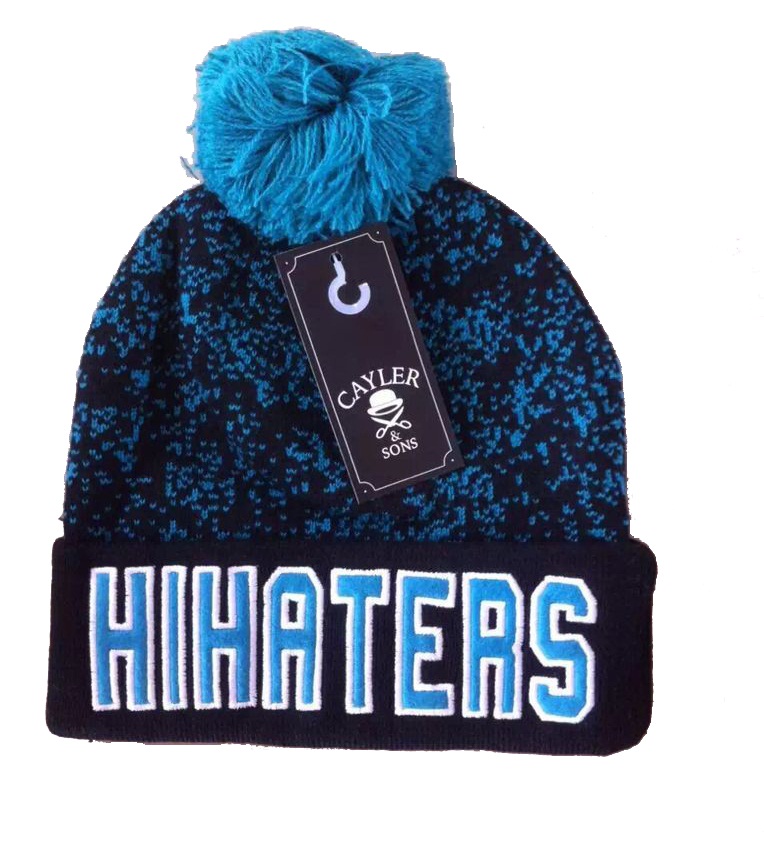 Pompom beanie hats custom patch logo