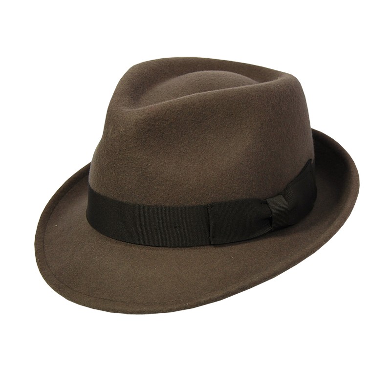 Cheap Winter 100% Wool Felt Wide Brim Fedora Hat With Ribbon