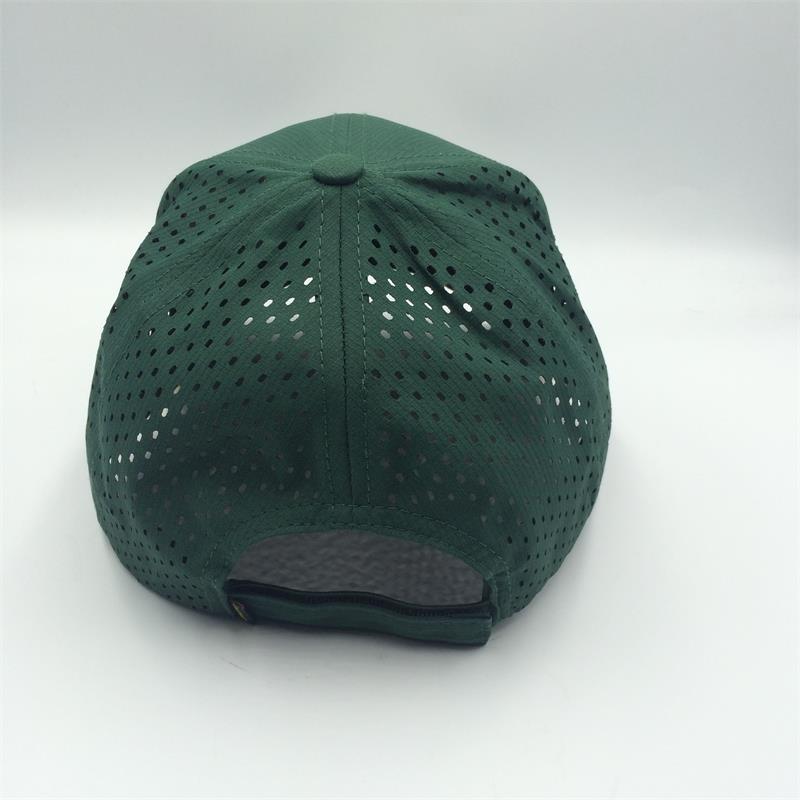 6 panel baseball cap with 3D embroidery logo back panels are laser holes
