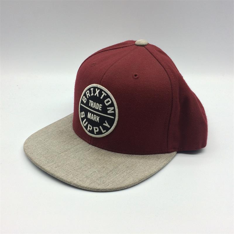 wool acrylic snapback cap with embroidery patch
