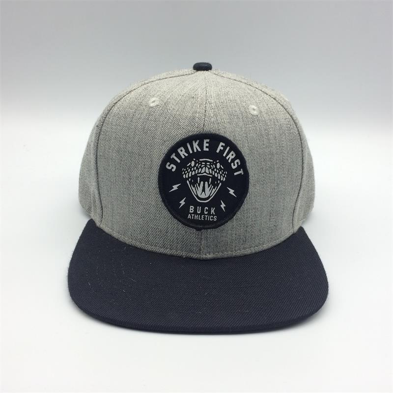 wool acrylic snapback cap with embroidery patch