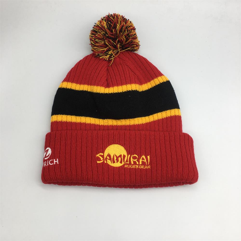 Jacquard Beanie hat with embroidery logo