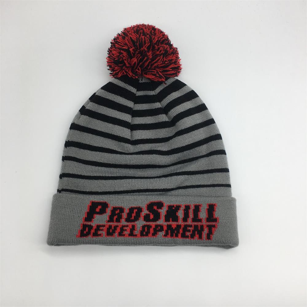 Jacquard Beanie hat with embroidery logo