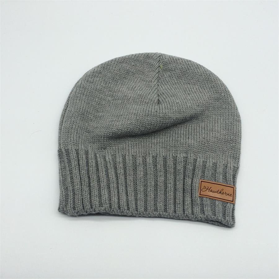 Customized color acrylic custom cuff beanie logo knitted hat beanie