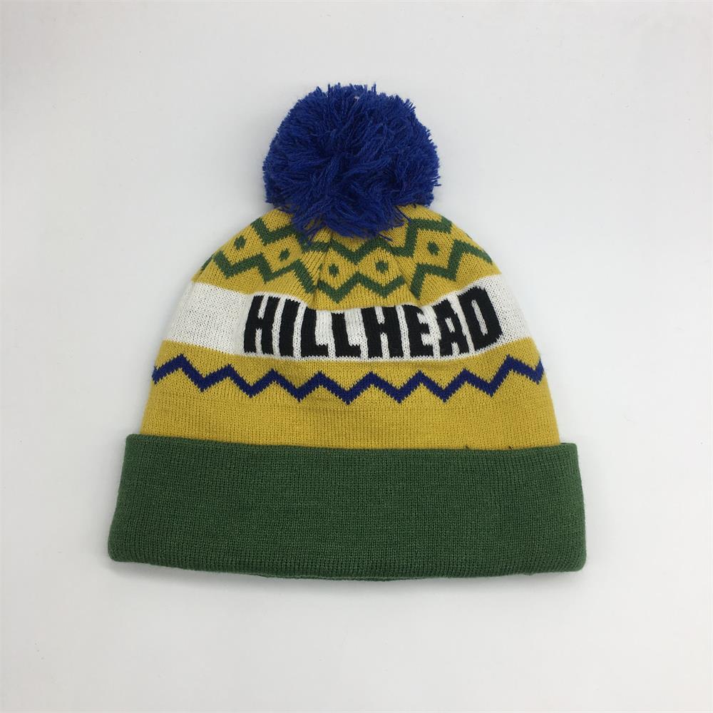 wholesale custom unisex sports running jacquard hats with pompom american football,rugby,hockey,soccer