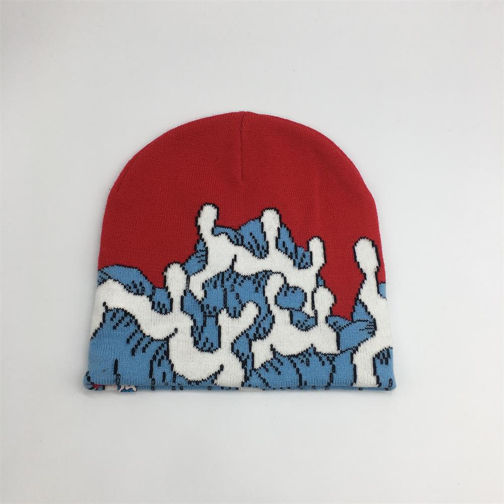 Promotional custom embroidery polyester ski cuff beanie hat