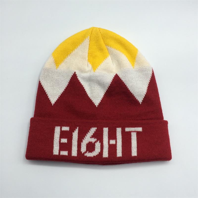 Promotional custom embroidery polyester ski cuff beanie hat