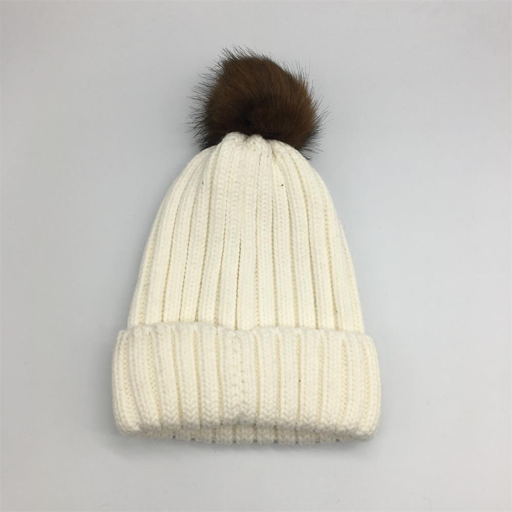 Double Layer Winter Fleece Lined Cable Knitted PomPom Beanie Hat