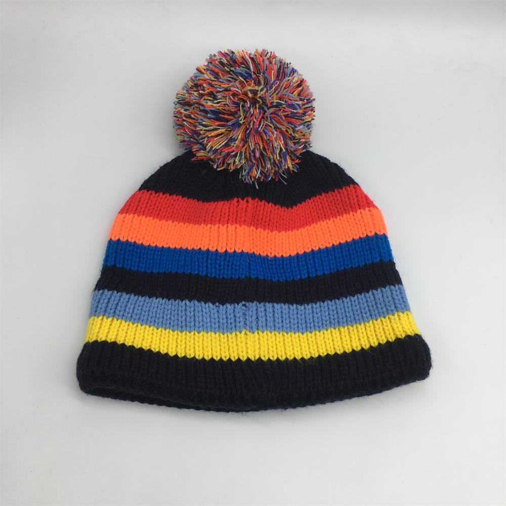 Custom 100% Acrylic Jacquard Knit Beanies With Pom Wholesale Winter Hats
