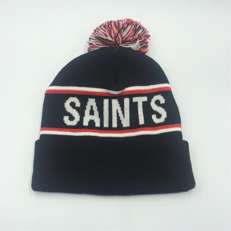 HOT SALE jacquard knit pom beanie with Embroidery beanie hat