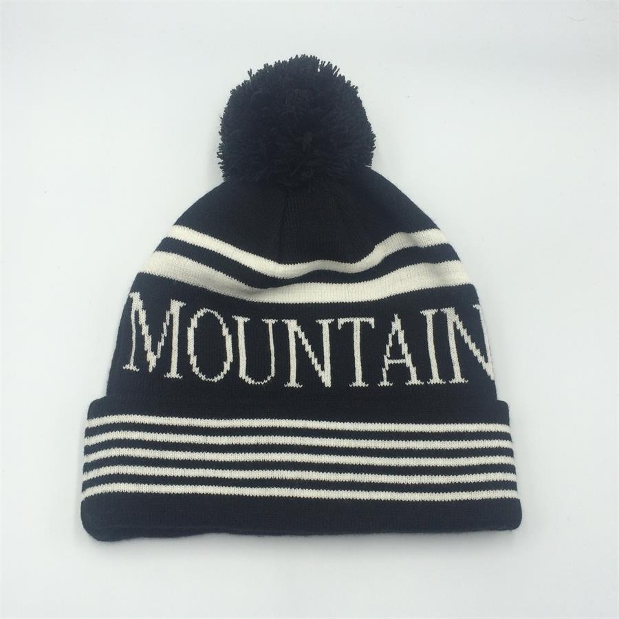 wholesale custom beanie your own embroidery logo woven label 100% acrylic pom pom beanie hat/knitted beanie in winter hat